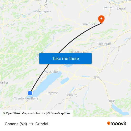 Onnens (Vd) to Grindel map