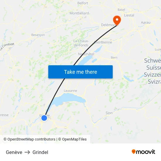 Genève to Grindel map