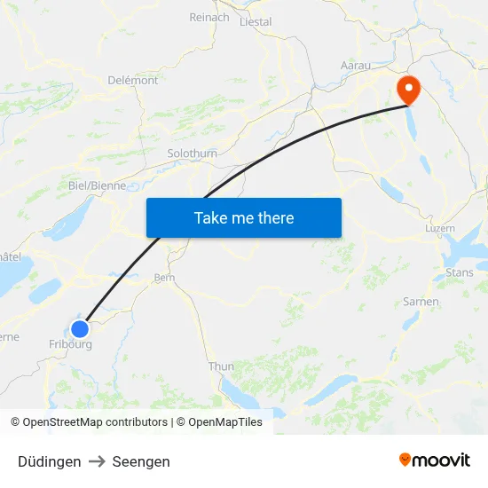Düdingen to Seengen map