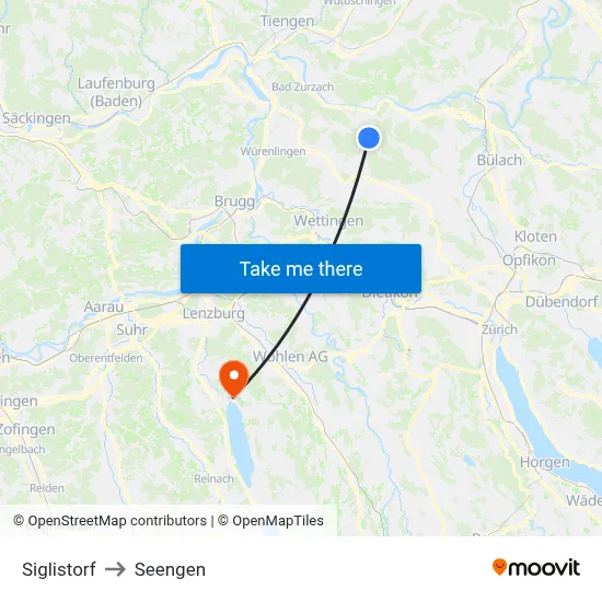 Siglistorf to Seengen map