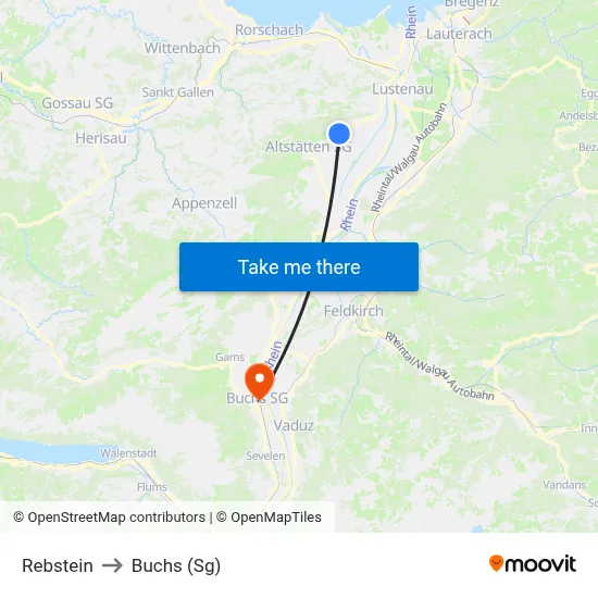 Rebstein to Buchs (Sg) map