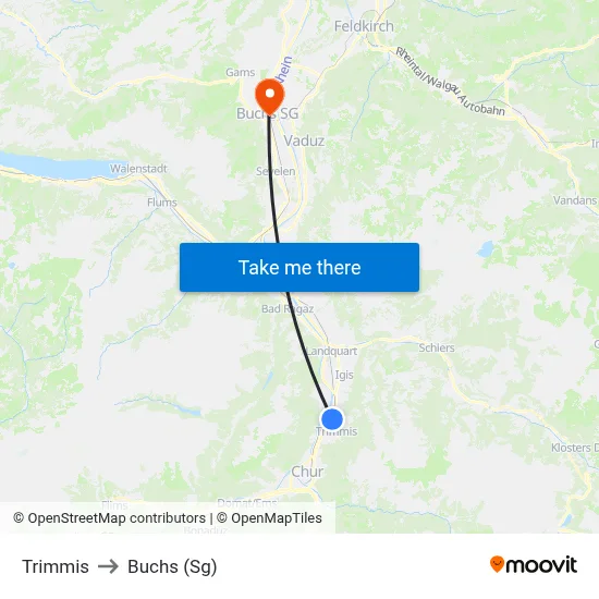 Trimmis to Buchs (Sg) map