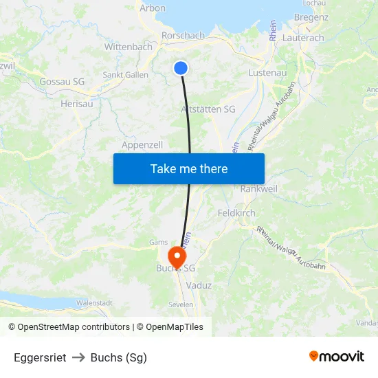 Eggersriet to Buchs (Sg) map