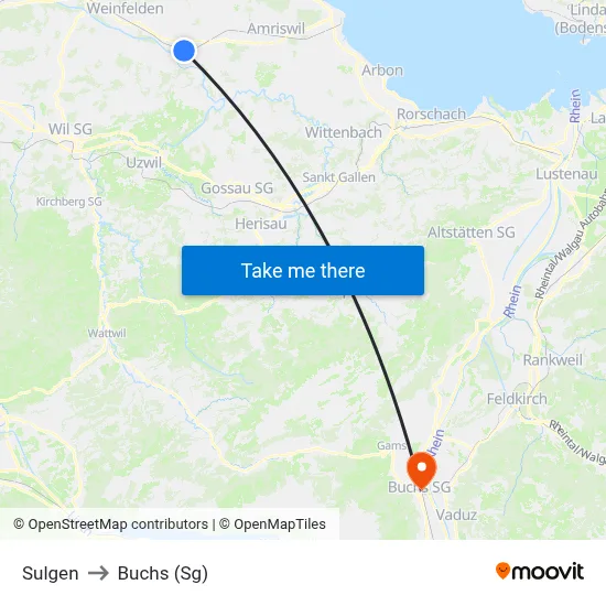 Sulgen to Buchs (Sg) map