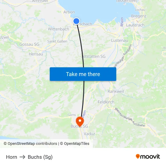 Horn to Buchs (Sg) map