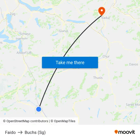 Faido to Buchs (Sg) map