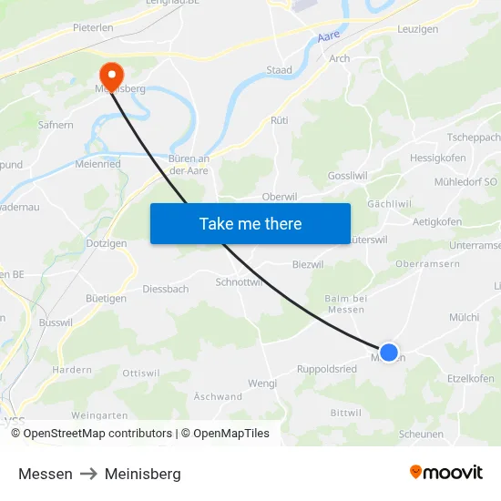 Messen to Meinisberg map