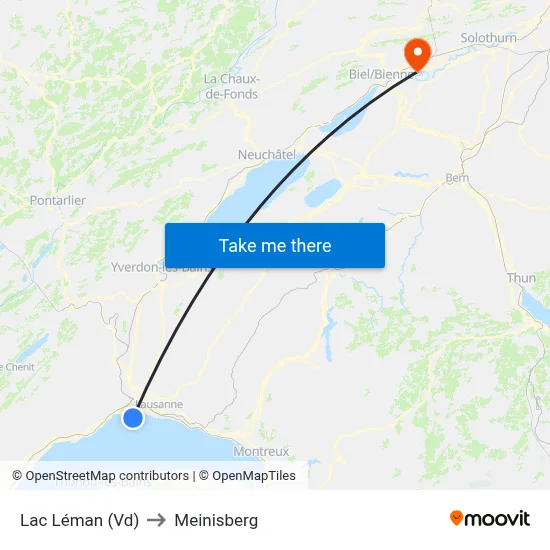 Lac Léman (Vd) to Meinisberg map
