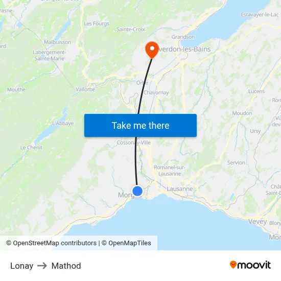 Lonay to Mathod map