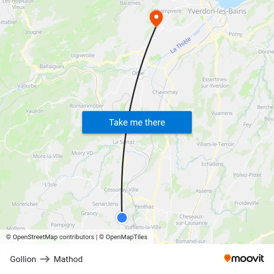 Gollion to Mathod map