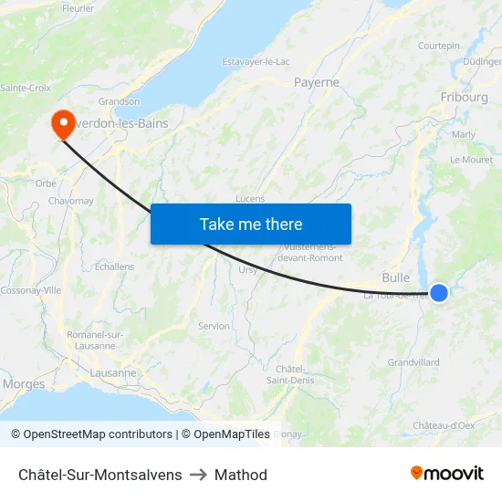 Châtel-Sur-Montsalvens to Mathod map