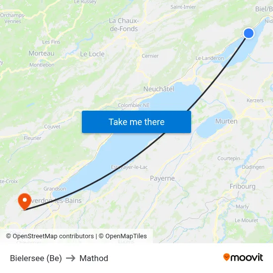 Bielersee (Be) to Mathod map