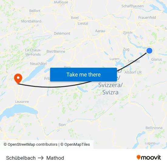 Schübelbach to Mathod map