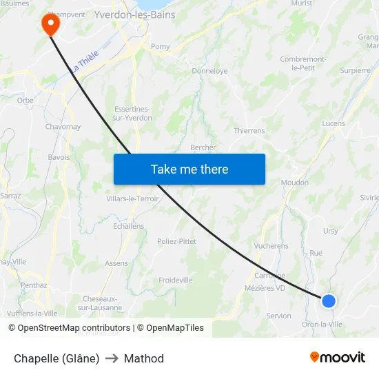 Chapelle (Glâne) to Mathod map