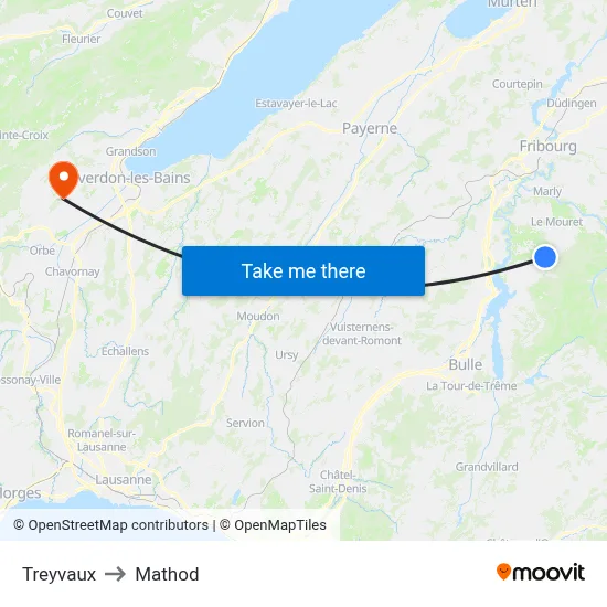 Treyvaux to Mathod map