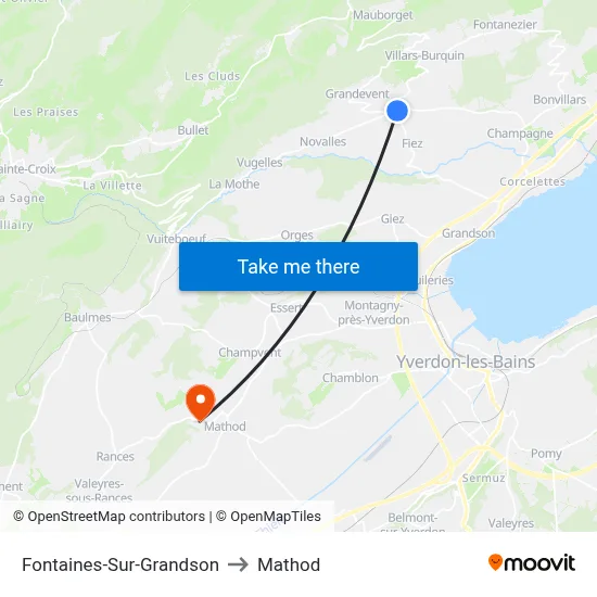 Fontaines-Sur-Grandson to Mathod map