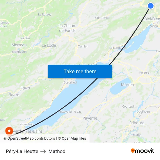 Péry-La Heutte to Mathod map