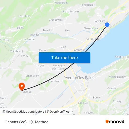 Onnens (Vd) to Mathod map