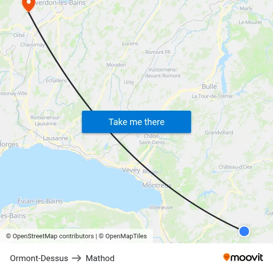 Ormont-Dessus to Mathod map