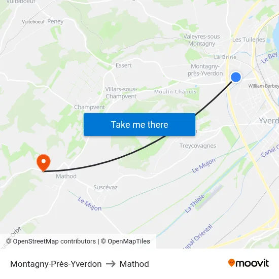 Montagny-Près-Yverdon to Mathod map