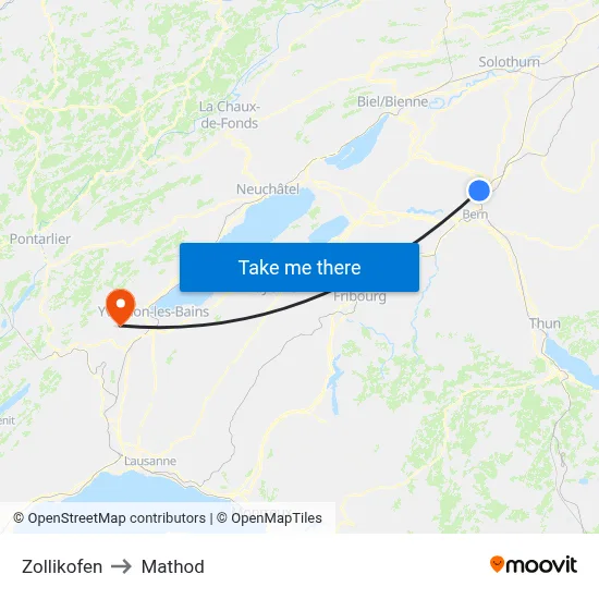 Zollikofen to Mathod map