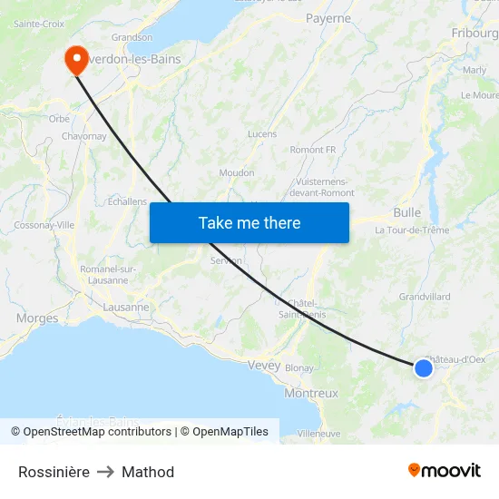 Rossinière to Mathod map