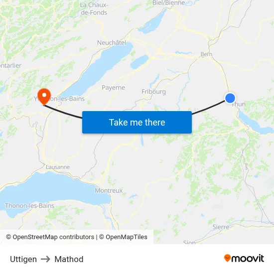 Uttigen to Mathod map