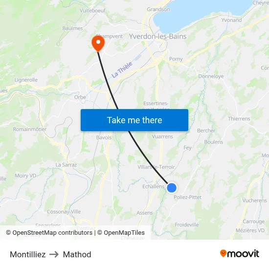 Montilliez to Mathod map