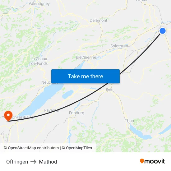 Oftringen to Mathod map