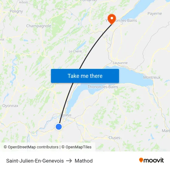 Saint-Julien-En-Genevois to Mathod map