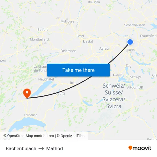 Bachenbülach to Mathod map