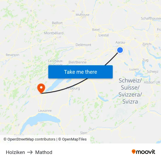 Holziken to Mathod map