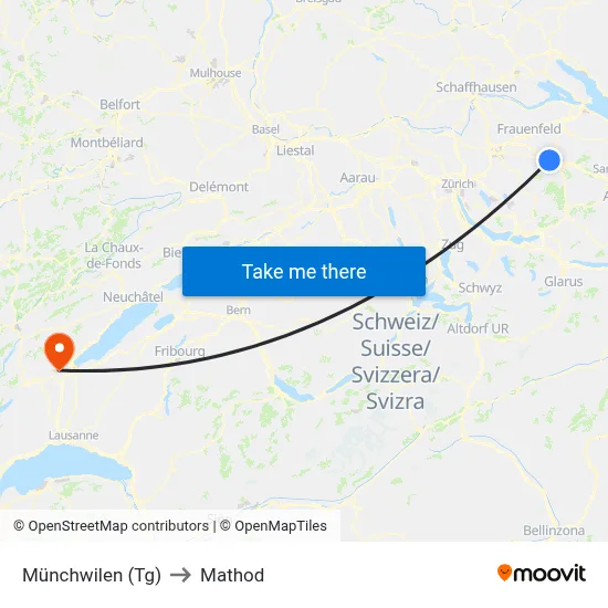 Münchwilen (Tg) to Mathod map