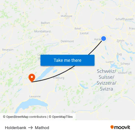 Holderbank to Mathod map