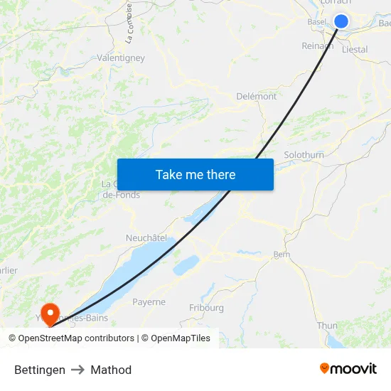 Bettingen to Mathod map