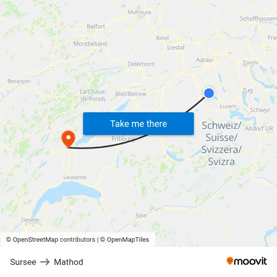 Sursee to Mathod map