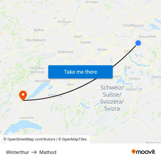 Winterthur to Mathod map