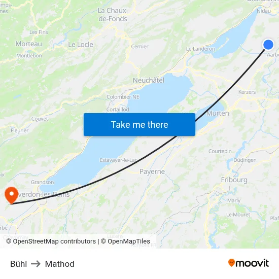 Bühl to Mathod map