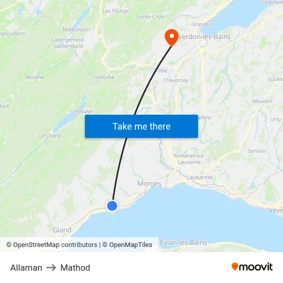 Allaman to Mathod map
