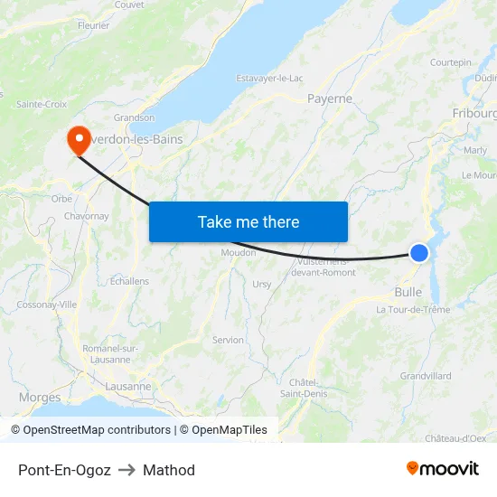 Pont-En-Ogoz to Mathod map