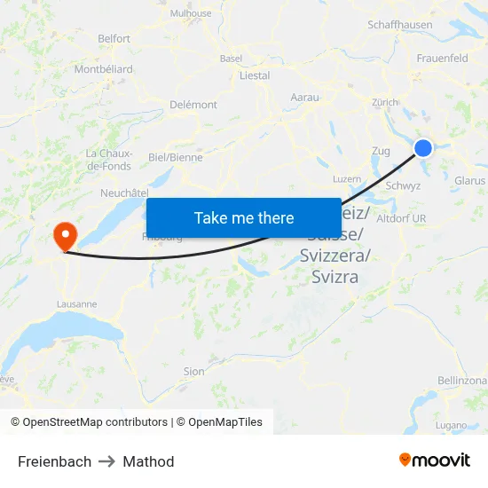 Freienbach to Mathod map