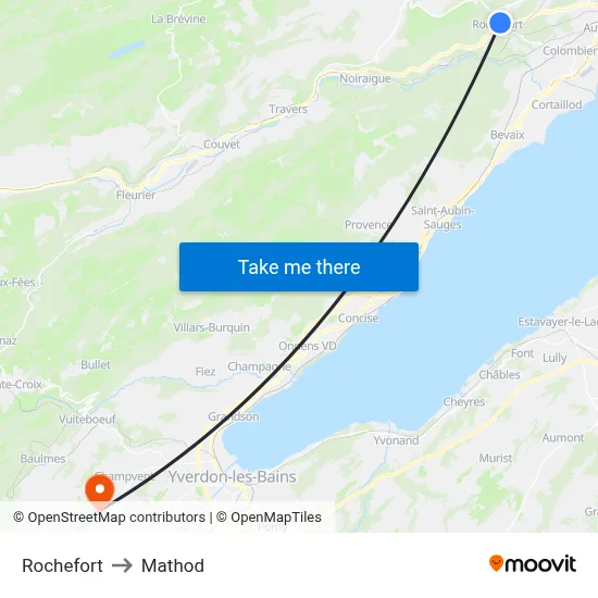 Rochefort to Mathod map