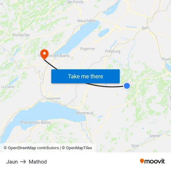 Jaun to Mathod map