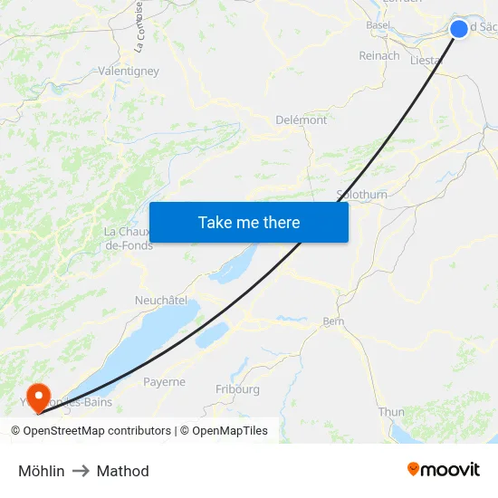 Möhlin to Mathod map
