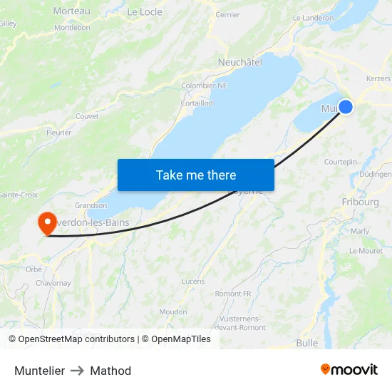 Muntelier to Mathod map