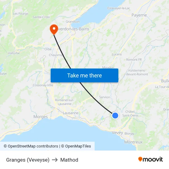Granges (Veveyse) to Mathod map