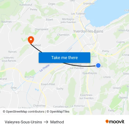 Valeyres-Sous-Ursins to Mathod map