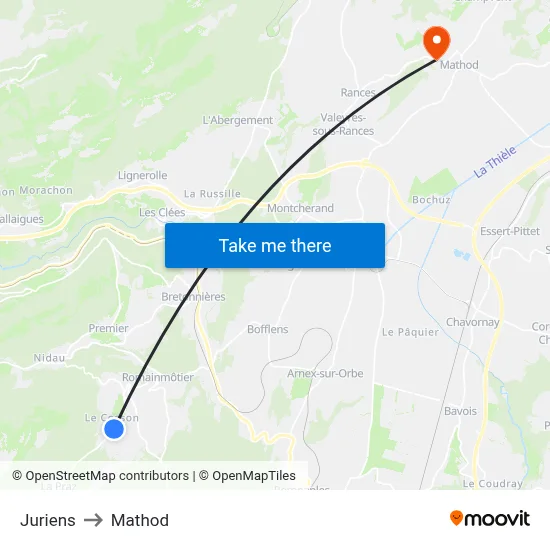 Juriens to Mathod map