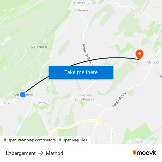 L'Abergement to Mathod map