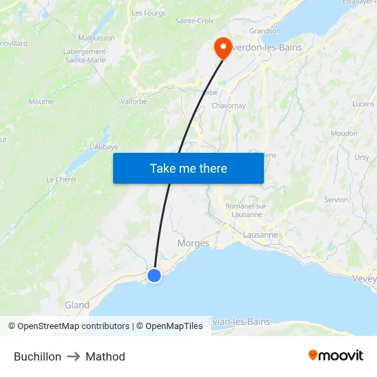 Buchillon to Mathod map